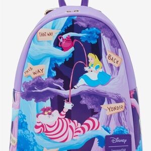 Loungefly Disney Alice in Wonderland and Cheshire Cat Smiles mini backpack NWT